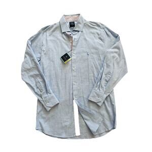 New Tailorbyrd Collection Lt. Blue Dobby Men's Button Down Shirt M Office Work